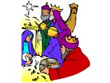 Wise men or Kings with gifts looking at the star